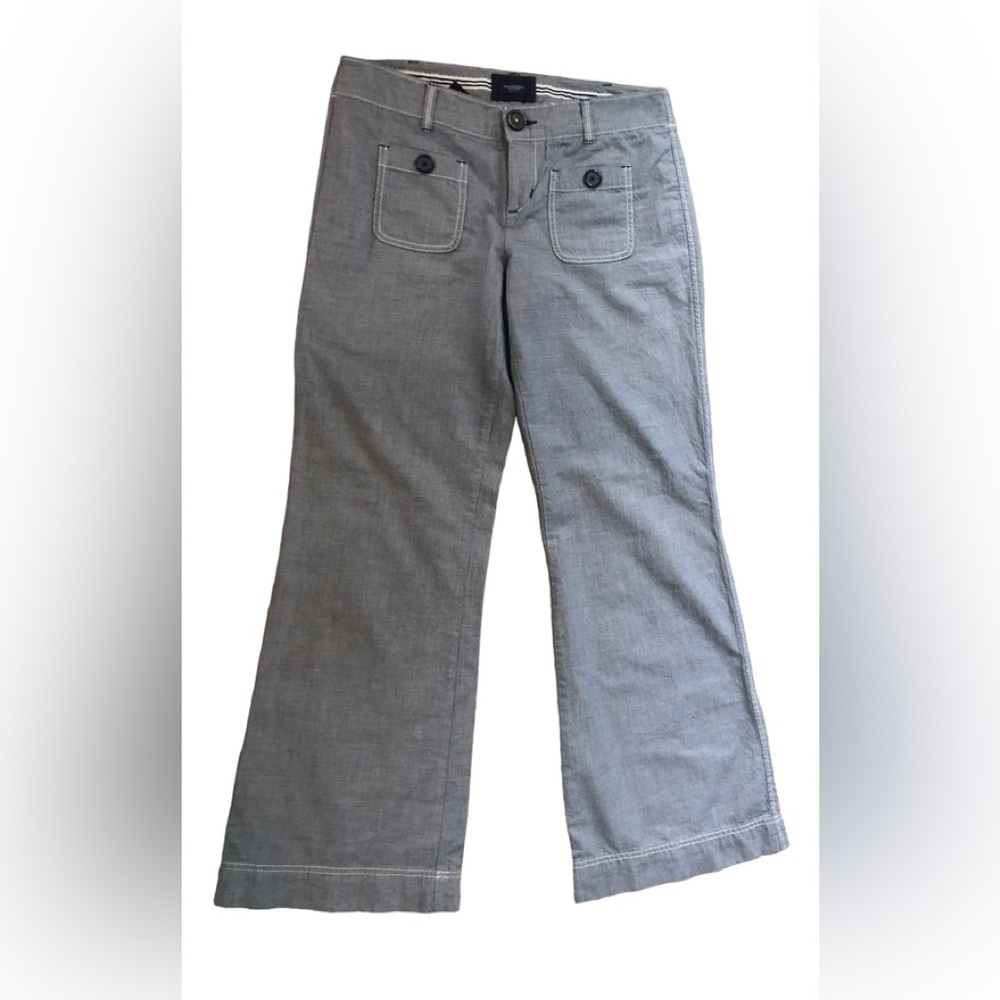 American Eagle Wide Leg Navy Chambray Pants Sz. 8X32 Pockets Live Your Life
